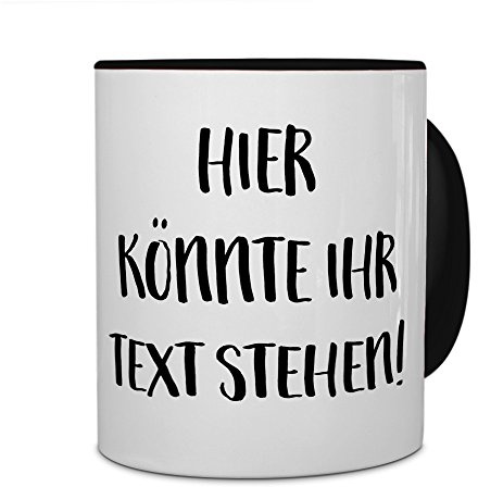 printplanet® - Tasse mit eigenem Text bedrucken lassen - Kaffeebecher mit Wunschtext oder Spruch personalisieren - Becher Schwarz