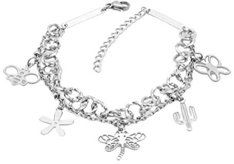 Bungsa Damen Bettelarmband Libelle Silber aus 316L Edelstahl