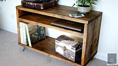 KRUD-37 - Supporto per giradischi in vinile, supporto per ponteggi, supporto per TV rustico, mobile TV, retro