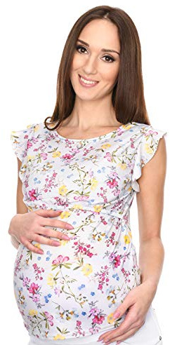 MijaCulture - 2 en 1 Maternité et Allaitement Blouse Confortable Emily 7139 (EU42 / XL, Fleurs)