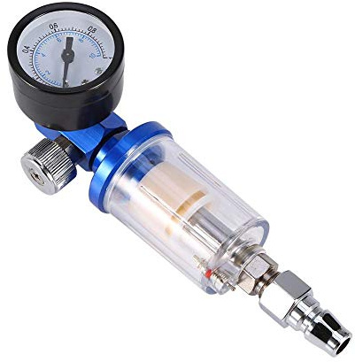 Pneumatische Spritzpistole Druckluftregler, Fydun Luftdruckregler für Druckluftpistole + Inline Öl Wasserabscheider Filter Abscheider mit Manometer