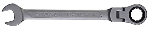 SW-Stahl 03530L-15 Gabelringratschenschlüssel 15 mm mit Gelenk, 72 Zähne | Chrom-Vanadium Ringschlüssel mit Ratschenfunktion - Ringratschenmaulschlüssel für Profis - Flexibler Gelenkkopf - 200 mm