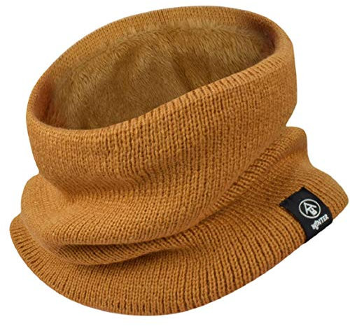 Yuson Girl Schlauchschal Damen Herren Winter Halsschlauch Dick Fleece Halswärmer Fleece Loop Schal Unisex Innenfutter Neckwarmer Multifunktionstuch Strickschal für Outdoor(Orange)