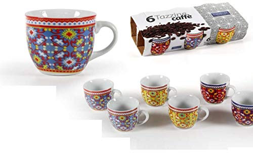 Gicos Set 6 tazzine Tazze caffè Colori Assortiti Colazione capienza 90 ml MBB-807213