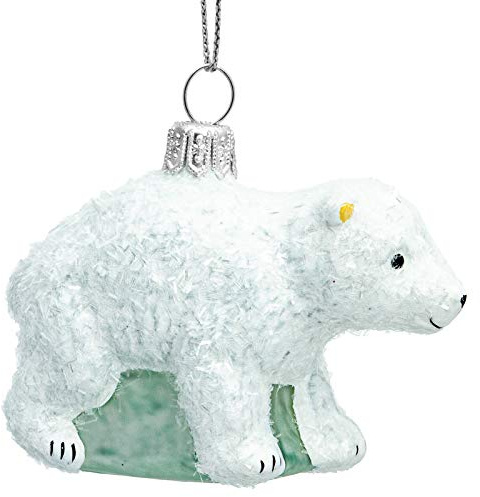 SIKORA Eisbär Baby besondere Weihnachtskugel Glas Christbaumschmuck Deko Figur Weihnachten Anhänger Ornament - Meisterstücke - BS708