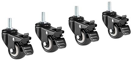 StandXT 4 Rollen für Möbel M10-02 (Gewinde M10, Tragkraft je 50 kg) Transportrollen Lenkrollen mit Bremse