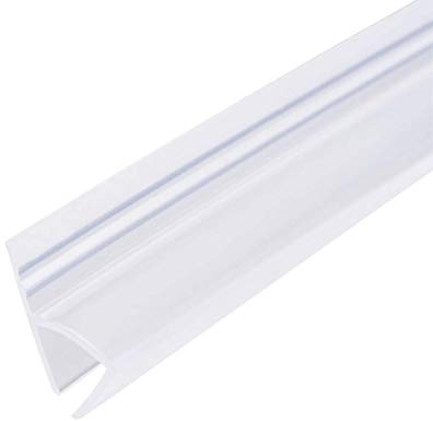 Escobilla para puerta de ducha de cristal sin marco – Banda de sellado lateral inferior tipo H con rampa de goteo de 10 mm – Cristal 10 mm x longitud 3000 mm