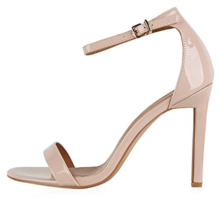 Giralin Damen Sandaletten Riemchensandaletten Stiletto High Heels Leder-Optik Party Schuhe Elegante Abendschuhe Tanz Absatzschuhe 610102 Nude 39