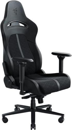 Razer Enki - Gaming chair with Integrated Lumbar Support (Desk/Office Chair, Multi-Layer Synthetic Leather, Foam Padding, Head Cushion, Height Adjustable) Black