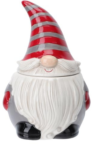 Cabilock Keramik-Zwerg-Keksdose, dekoratives Bonbonglas, Weihnachtsessen, Aufbewahrungsbehälter mit luftdichtem Deckel für Kekse, Kekse, Snacks, Süßigkeiten