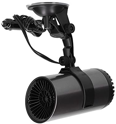 Ventilador calefactor para salpicadero, calefactor para coche, ventilador 2 en 1, 150 W, 12 V CC, desempañador portátil Plug and Play con ventosa con soporte giratorio de 360 ​​°