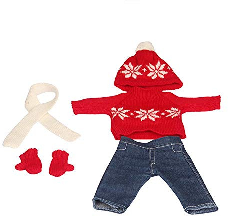 DUORUIMI Puppenkleidung, Kleid, Winter-Outfit, Weihnachtspullover, Jeans, Hosen für American Girl-Puppe, 45,7 cm