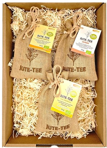 Bio Teegeschenk für Sie | Besondere Geschenkidee | Jute-Tee Geschenkset mit 3 Sorten im Jutesäckchen
