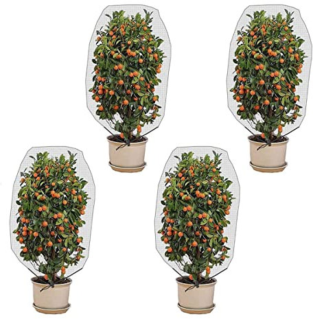 Filet de Protection Contre Les Insectes, 4 PièCes Filet Anti-Insectes pour Plantes, Filet de Jardin avec Cordon de Serrage, Filet de Protection Anti-Insectes en Maille Fine pour ProtéG(Size: 0.8x0.8M)