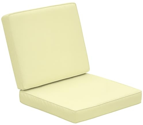 Outsunny 2-Piece Garden Seat and Back Cushion Set Cream White | Seat Pads, Replacement Cushions, for Rattan Sofa Chair, Indoor Outdoor Use