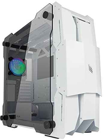 Noua Ego Blanc Boîtier complet tour pour PC Gaming E-ATX, ATX, M-ATX, mini-ITX, 1,2 mm SPCC Front Metal USB3.0 - Ventilateur PWM ARGB adressable, panneaux latéraux en verre trempé