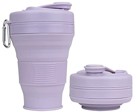 UNNESTAR Tasse de camping pliable avec paille en silicone - Tasse à café pliable - Bouteille de sport portable pour voyage en plein air - 600 ml