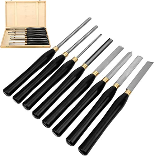 8Pcs HSS Outils de Tournage à Bois pour Tour à Bois Carbure Ensemble de Ciseaux à Bois Tour à Bois Outils de Tournage Ensemble de Ciseaux et Accessoires Gouge pour Tour à Bois Bol Gouge Ciseaux à Dé