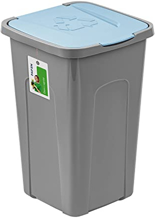 PAFEN Grande poubelle 50 l avec couvercle - poubelle 550 x 365 x 370 mm - poubelle de séparation poubelle tri des déchets collecteur de déchets, bleu
