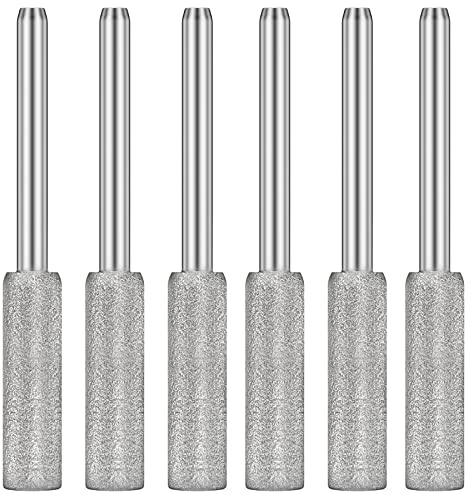 Juego de 6 rebabas de molienda, brocas giratorias afiladas de diamante con vástago de 1/8 pulgadas, lima de piedra de molienda resistente al desgaste, herramienta de pulido para motosierra, piedra