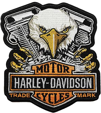 Harley-Davidson 12,7 cm Aufnäher mit Adler-Motiv, bestickt, Schwarz