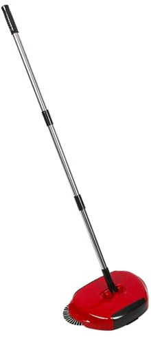 Angoily 3 in 1 Manual Floor Sweeper Broom Dustpan Trash 0° Rotating PET Roller Brush Adjustable Stainless Steel Handle Suitable for Hard Flat Floors Random Color