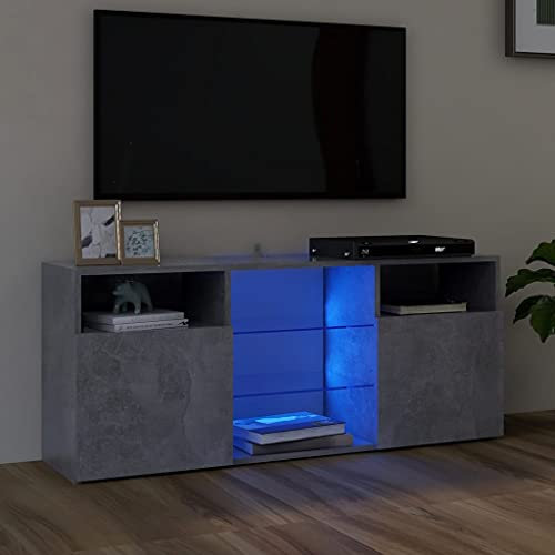 FIRBNUS Mueble de TV con Luces LED 120x30x50 cm Moderno para Salón, Madera, Gris Hormigón, Mueble para Televisión