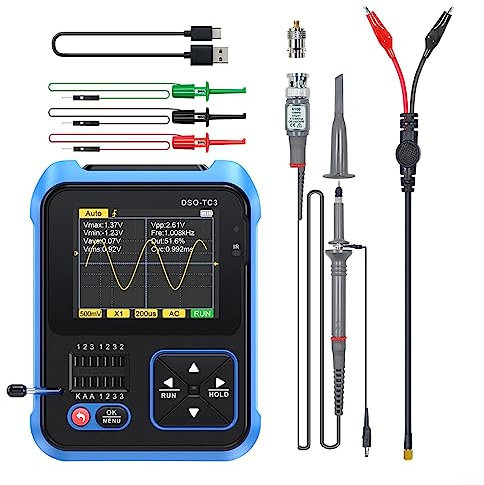RANRAO DSO-TC3 Oszilloskop, digitales Handoszilloskop, 3-in-1 Digital-Oszilloskop, Transistor-Tester, Funktionssignalgenerator & Transistortester