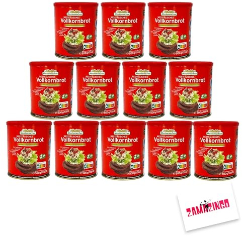 12x 500g Mestemacher Westfälisches Vollkornbrot Dose Vegan