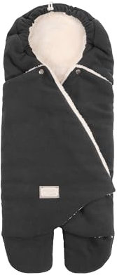 Nuvita 9100 Cuddle | Weicher Schlafsack mit Verstellbarer Kapuze und individuellem Fußsack | perfekt für 0 bis 10 Monate (80 cm) | Temperaturbeständig bis 8 °C, Wasser- und Winddicht | Anthrazit /