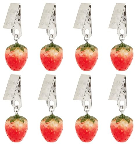PH PandaHall Set of 8 Strawberry Table Weights Hangers Tablecloth Weights Clip Table Cloth Weights Clips Handicraft Weights Clips for Home Garden Wedding Party Camping Picnic Curtains