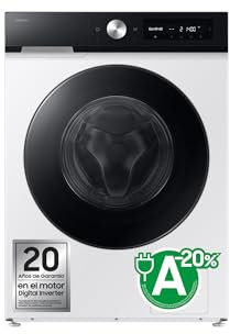 Samsung Lavatrice Bespoke AI WW11DB7B94GE/U3, Libera installazione, 11 Kg, Wifi, Ecodosatore, AI Energy Mode, Carica Frontale, Corpo: Bianco, Oblò e Pannello: Nero, 60l x 85h x 60p cm