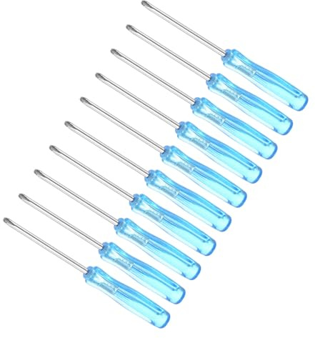 CoCud 10 Pièces Mini Tournevis Phillips Taille 2,0 mm Longueur 65 mm | Tournevis à Tête Cruciforme en Acier au Carbone avec Poignée Antidérapante, pour Lunettes Montre