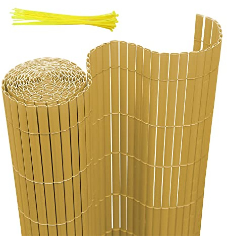 Joparri Canisse en PVC, Brise Vue en PVC de renforcement 4 Poids, Clôture Jardin en Bambou, Résistant aux intempéries, Protection Contre Les UV, Brise-Vue Stable pour Jardin, Balcon, terrasse