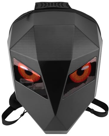 SIXRUN Motorrad-LED-Rucksack, Wasserdicht, Hartschale, Cooles Design, Reitrucksack für Reisen, Camping, Radfahren