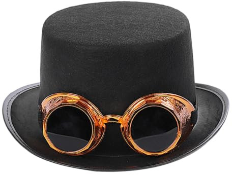 PACKOVE Anteojos Para Hombres Marco De Imagen Redondo Sombrero De Cosplay Victoriano Sombrero Gotico Sombrero De Jazz Con Gafas Sombrero Punk Cáliz Rosa Accesorios Steampunk