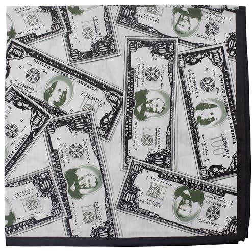 fashionchimp Bandana av 100 % bomull, premiumkvalitet, Nicki-halsduk för kvinnor och män, 50 x 50 cm, Dollar, One size