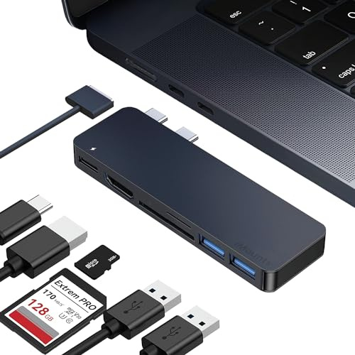 iMounts USB-C Hub Mitternachtsblau – Adapter für MacBook Air M2/M3/M4/M5 mit HDMI, Thunderbolt 3, USB 3.0 & SD-Kartenleser - Mitternacht (Midnight Blue)