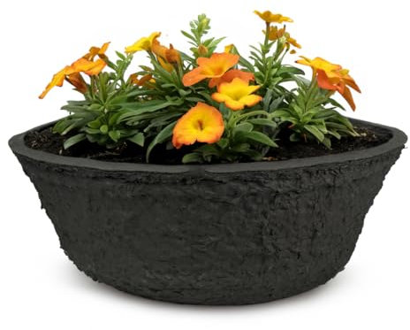 Macetero sostenible como maceta alta podrible en 19 cm – Maceta redonda de flores en negro de papel maché disolvente – Cuenco biodegradable para urnas y tumbas