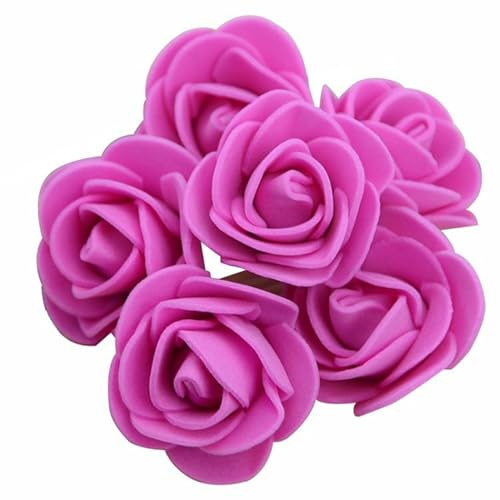 Yurosiay 100 Stück Künstliche Rosenköpfe 3.5cm Schaumrosen Blumenköpfe Mini Rosen Deko PE Foamrosen Kunstrosen Wie Echt Kunstblumen Rosenstrauß für DIY Hochzeit Party Deko Roserot