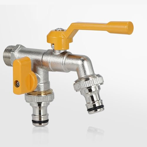 Doppel Wasserhahn 1/2 Zoll Garten Wasserhahn Doppel Messing Wetterhahn für Garten Messing-Außenarmaturen Wandmontage Wasserhahn