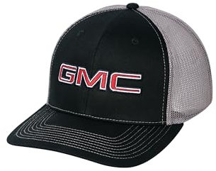 GMC Trucker Snapback Mütze – verstellbare Netzrückenkappe – offiziell lizenziert von GM, Schwarz, Einheitsgr��e