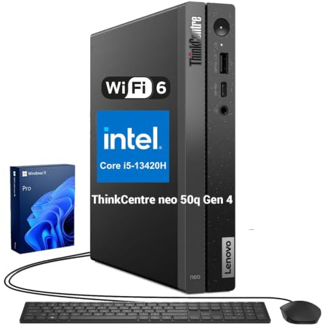 Lenovo ThinkCentre neo 50q Gen 4 Business MFF Desktop, 13th Gen Intel Core i5-13420H, 16GB RAM, 512GB PCIe SSD, Display Port, HDMI, RJ-45, Wi-Fi, Windows 11 Pro