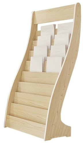 AOZENG Bodenzeitschriftenständer Literatur-Comic-Regal Aus Holz Großes Fassungsvermögen Magazin Journal Katalog A4 Prospekthalter Einkaufszentrum Trade Show Broschüre Display Stand(Beige)