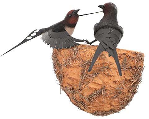 BESPORTBLE 1 Jeu Décoration Hirondelle Printanière Décoration De Nid D'oiseau De Jardin Décor Nid D'oiseau pour Arbre Modèle Ornements d'oiseaux Debout Plume Résine