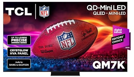 TCL 75 Inch Class QM7K Series | Mini LED QLED 4K HDR | 75QM7K, 2025 Model | 120HZ-144HZ Anti Reflective Screen Smart Google TV Dolby Atmos Onkyo Audio | Voice Remote Alexa Gaming Streaming Television