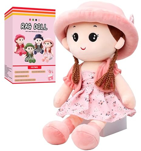 HERUAI Soft Cuddly Rag Doll Plush First Toys for Baby Girls,Cute Cartoon Princess Little Doll with Removable Hat Best Birthday