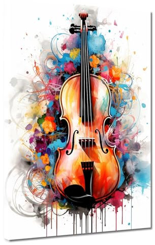 Abstrakt Kontrabass Colour Splash Leinwandbild Wandbild Kunstdruck XL Wanddeko Größe 30x40x2cm