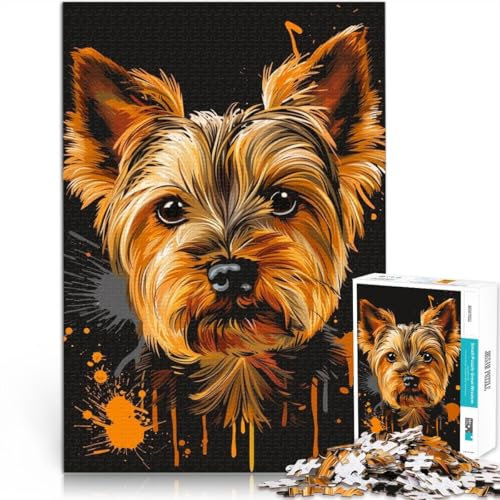 1000 Piece Jigsaw Puzzles for Adults Jigsaw Yorkshire Terrier Dog puzzle wall decoration Parent-child interaction 14.96 in x 20.47 in