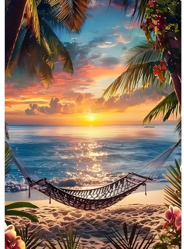 MXJSUA 5D Hamaca De Playa Diamond Painting, Diamond Painting Kit Completo, Manualidades Adultos DIY Cristal Pintura De Diamante Para, Painting Para Decoración De Pared Del Hogar 30x40cm